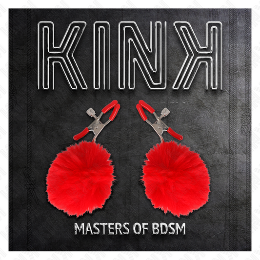 KINK - ZACISK NA SUTKI Z FUTERKA SZTUCZNEGO 6 CM CZERWONY