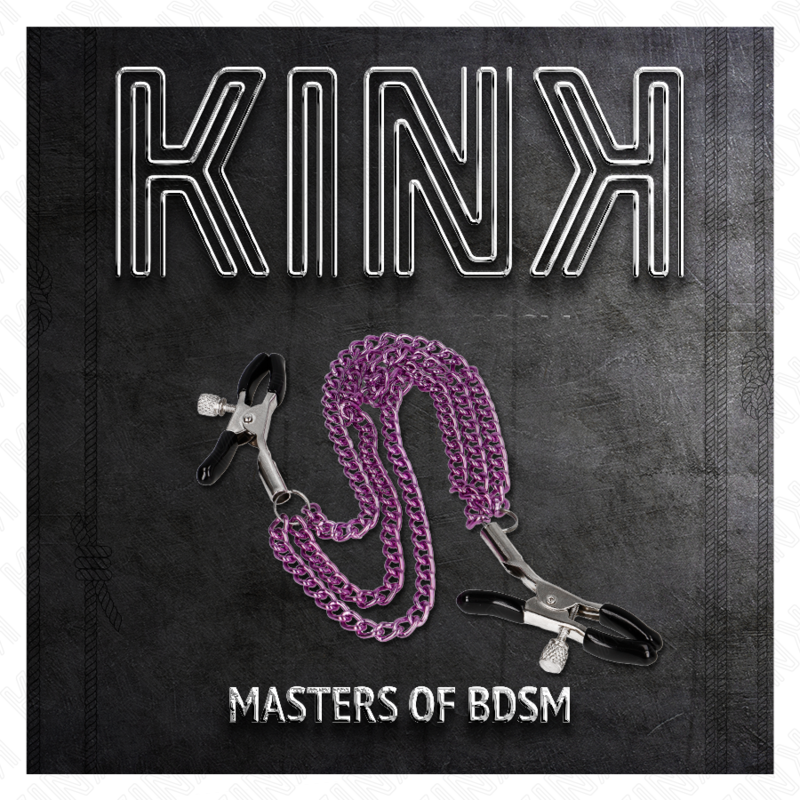 KINK - ZACISKI NA SUTKI Z 3 ŁAŃCUCHAMI FIOLETOWE 20/23/28 CM