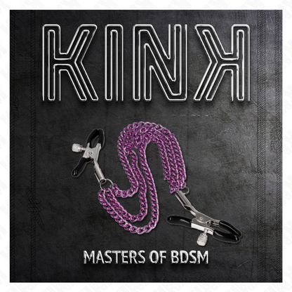 KINK - ZACISKI NA SUTKI Z 3 ŁAŃCUCHAMI FIOLETOWE 20/23/28 CM