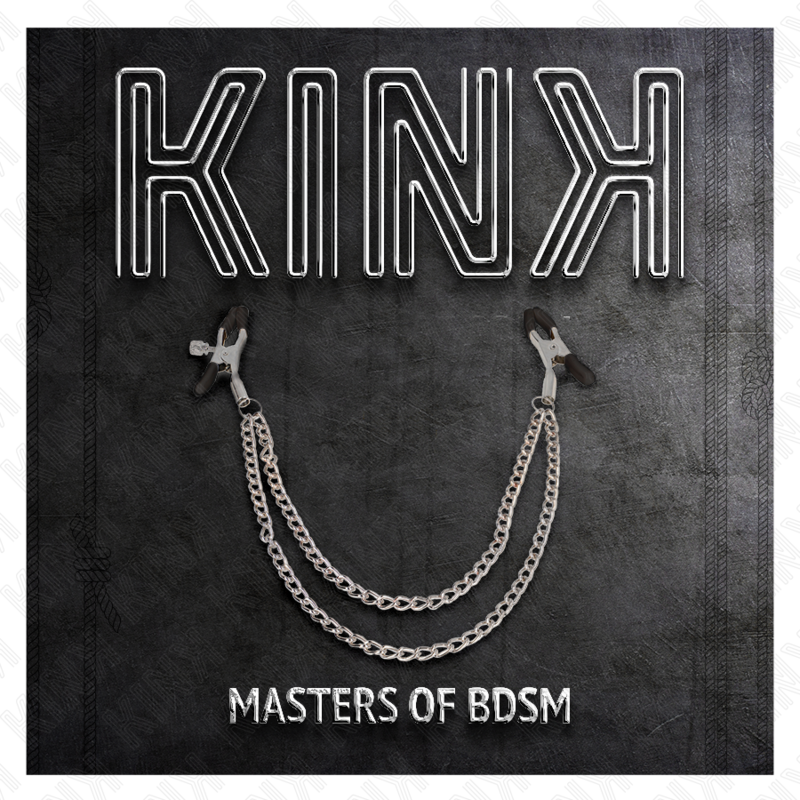 KINK - ZACISKI NA SUTKI Z 2 GRUBYMI ŁAŃCUCHAMI SREBRNE 20/23 CM