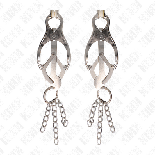 KINK - JAPOŃSKIE ZACISKI NA SUTKI W KSZTAŁCIE KOLCZYNY Z MAŁYMI ŁAŃCUSZKAMI SREBRNE