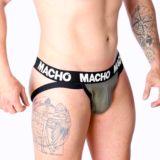 MACHO - MX27GR JOCK LEATHER SZARY BEŻOWY S