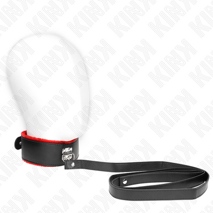 KINK - NASZYJNIK Z PASKIEM 116 CM Z CZERWONYM SKÓRZANYM PASKIEM REGULOWANYM 40-48 CM X 6 CM