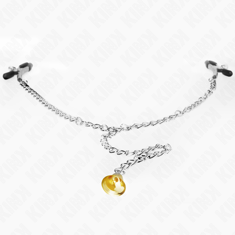 KINK - ZACISKI ŁAŃCUCHOWE NA SUTKĘ Z ZAWIESZKĄ W KSZTAŁCIE ROGU 30 CM