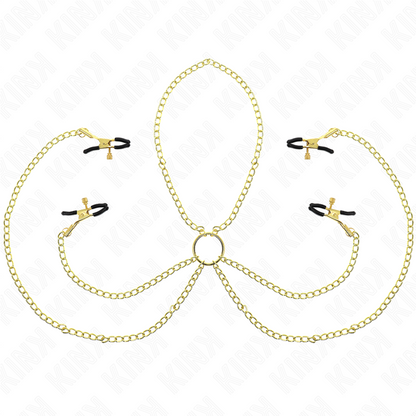 KINK - 4 ZACISKI NA SUTKI I ŁECHATKĘ REGULOWANE ZŁOTE