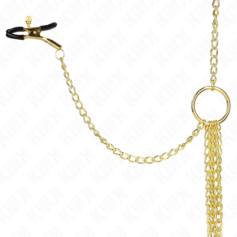 KINK - 4 ZACISKI NA SUTKI I ŁECHATKĘ REGULOWANE ZŁOTE