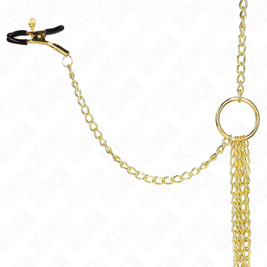 KINK - 4 ZACISKI NA SUTKI I ŁECHATKĘ REGULOWANE ZŁOTE