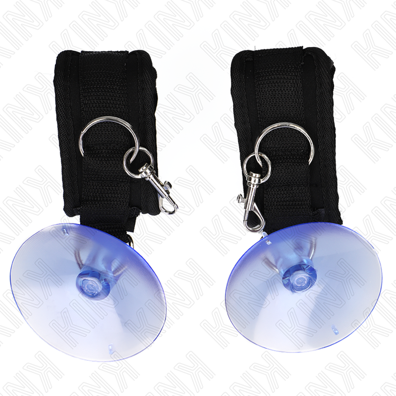 KINK - PRZYSSAWKOWE KLAMRY NA NADGARSTKI CZARNE 29-40 CM X 5 CM