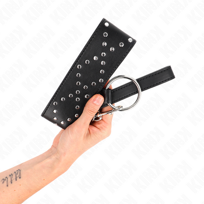 KINK - NASZYJNIK 65 CM ZE SMYCZKĄ ZE SREBRNYMI ĆWIEKAMI MODEL 3 REGULOWANY 36-43 CM X 5 CM