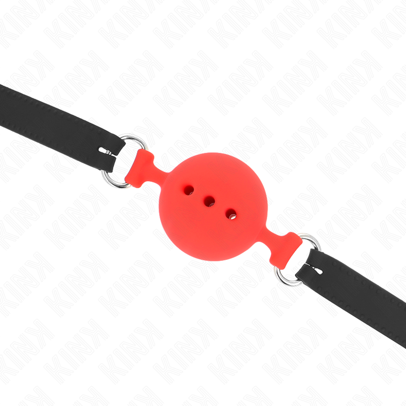 KINK - KNEBEL SILIKONOWY 55 x 2 CM Z 5 CM KULKĄ ROZMIAR L CZERWONY REGULOWANY 35-51 CM