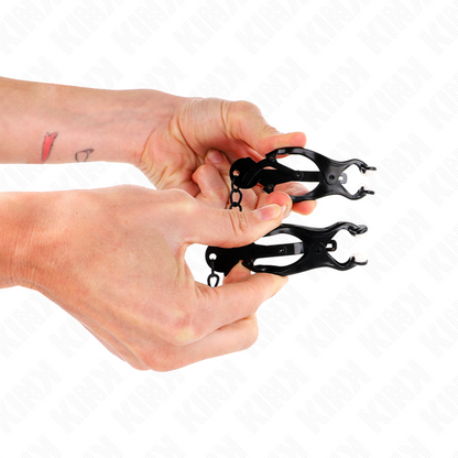 KINK - JAPOŃSKIE ZACISKI NA SUTKI CLOVER Z ŁAŃCUCHEM CZARNE 30 CM