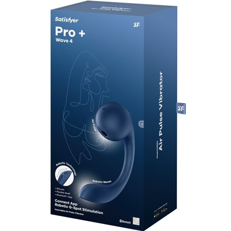 SATISFYER - PRO+ WAVE 4 STYMULATOR PUNKTU G I PULSÓW POWIETRZA DARMOWA APLIKACJA CIEMNONIEBIESKI