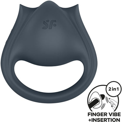 SATISFYER - PERFECT PAIR 2 MULTIWIBRATOR 2 W 1 PIERŚCIEŃ NA PENISA I STYMULATOR PALCA SZARY