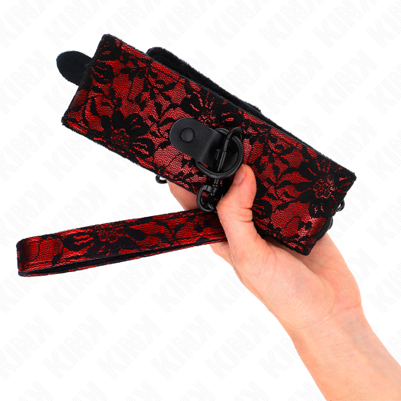 KINK - KORONKOWY NASZYJNIK Z PASKIEM Z PRAWDZIWEJ SKÓRY PASKIEM 105 CM / 44 X 5,5 CM