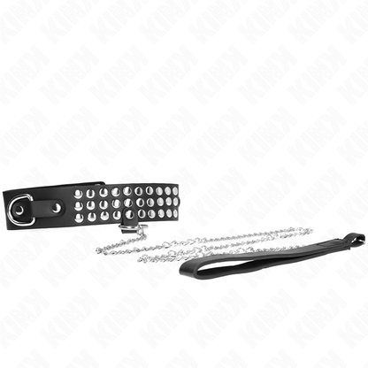 KINK - NASZYJNIK Z PASKIEM 65 CM Z BŁYSZCZĄCYM REGULOWANYM 37-42 CM X 5,3 CM