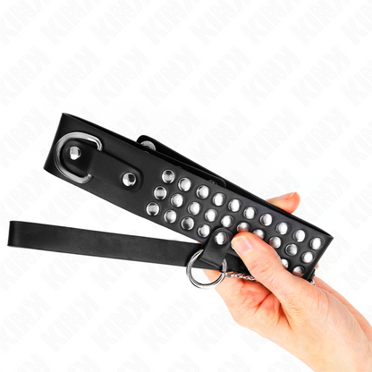 KINK - NASZYJNIK Z PASKIEM 65 CM Z BŁYSZCZĄCYM REGULOWANYM 37-42 CM X 5,3 CM