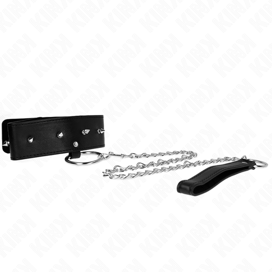 KINK - NASZYJNIK 65 CM ZE SMYCZKĄ ZE SREBRNYMI ĆWIEKAMI MODEL 2 REGULOWANY 36-43 CM X 5 CM