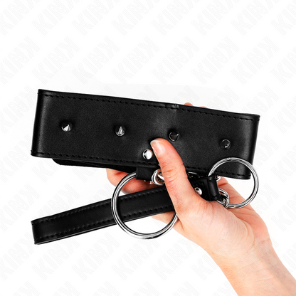 KINK - NASZYJNIK 65 CM ZE SMYCZKĄ ZE SREBRNYMI ĆWIEKAMI MODEL 2 REGULOWANY 36-43 CM X 5 CM