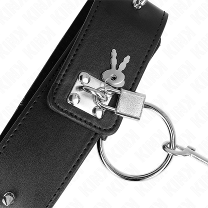 KINK - NASZYJNIK 65 CM ZE SMYCZKĄ ZE SREBRNYMI ĆWIEKAMI MODEL 2 REGULOWANY 36-43 CM X 5 CM