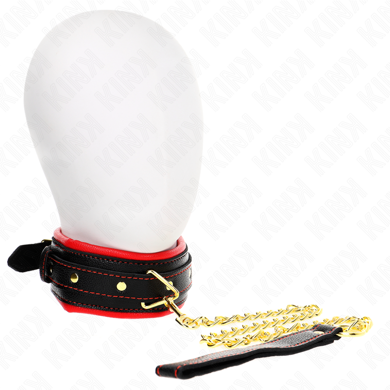 KINK - NASZYJNIK Z PASKIEM Z IMITACJI SKÓRY GĄBKOWEJ MODEL 2 REGULOWANY 37-54 CM X 3 CM