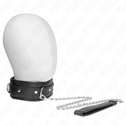 KINK - NASZYJNIK Z PASKIEM Z IMITACJI SKÓRY GĄBKOWEJ MODEL 3 REGULOWANY 37-54 CM X 3 CM