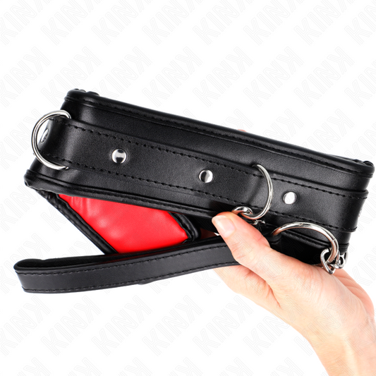 KINK - NASZYJNIK Z PASKIEM Z IMITACJI SKÓRY GĄBKOWEJ MODEL 3 REGULOWANY 37-54 CM X 3 CM