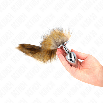 KINK - ZATYCZKA ANALNA ROZMIAR L 10 X 4 CM Z OGONEM SYNTETYCZNYM 40 CM BRĄZOWY