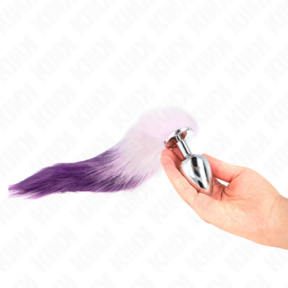 KINK - ZATYCZKA ANALNA ROZMIAR L 10 X 4 CM Z OGONEM SYNTETYCZNYM 40 CM FIOLETOWY