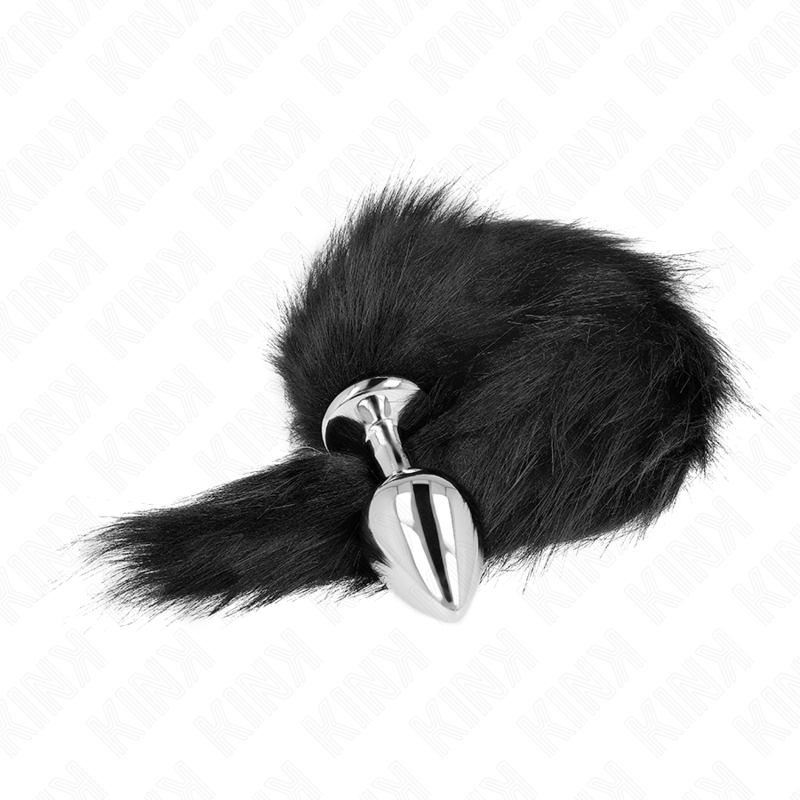 KINK - ZATYCZKA ANALNA ROZMIAR M 8 X 3,5 CM Z OGONEM SYNTETYCZNYM 40 CM CZARNY