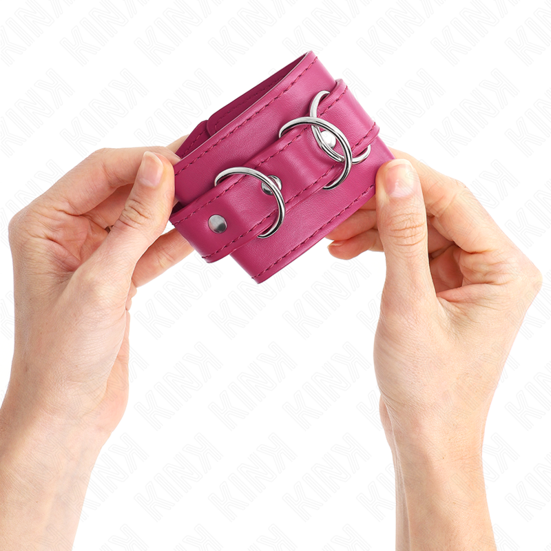 KINK - 3 regulowane opaski na nadgarstek z pierścieniami typu D, różowe, 17,5-25 cm x 6 cm