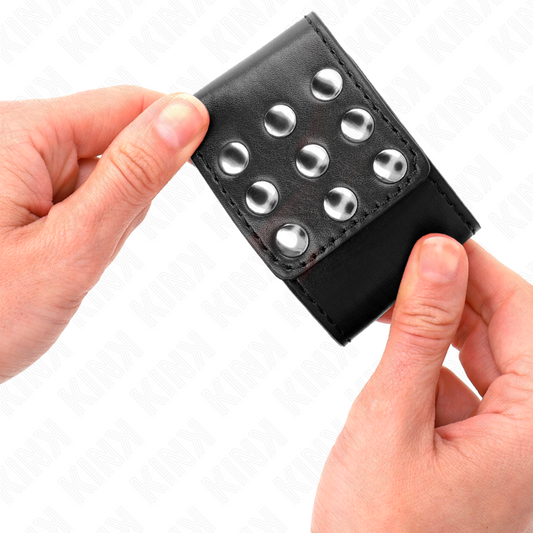 KINK - UCHWYTY NA NADGARSTKI Z ZAPIĘCIEM NA NAPĘ CZARNE REGULOWANE 19-24 CM X 5,5 CM