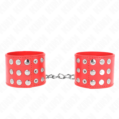 KINK - UCHWYTY NA NADGARSTKI Z ZAPIĘCIEM NA NAPĘD CZERWONE REGULOWANE 19-24 CM X 5,5 CM