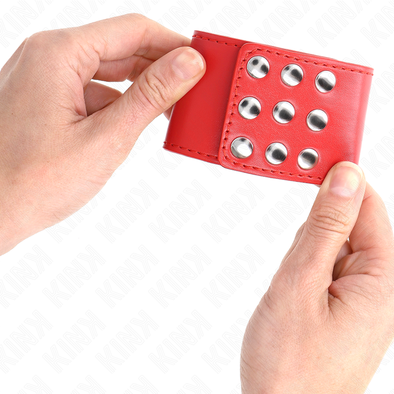 KINK - UCHWYTY NA NADGARSTKI Z ZAPIĘCIEM NA NAPĘD CZERWONE REGULOWANE 19-24 CM X 5,5 CM