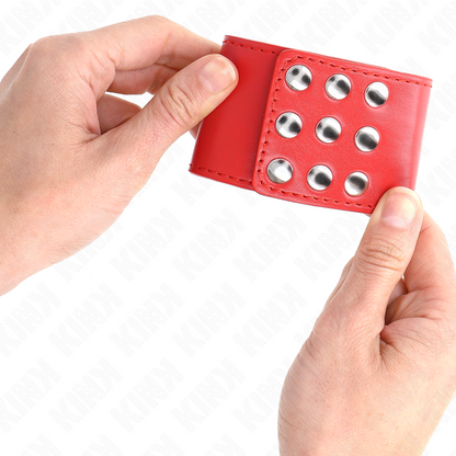 KINK - UCHWYTY NA NADGARSTKI Z ZAPIĘCIEM NA NAPĘD CZERWONE REGULOWANE 19-24 CM X 5,5 CM