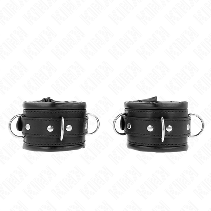 KINK - CIĘŻKIE KARABINEK NA NADGARSTKI Z PODSZEWKĄ Z CZARNEGO FUTRA REGULOWANY 20-30 CM X 6 CM