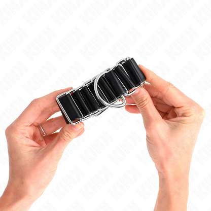 KINK - CIENKIE ZAWIASOWE UCHWYTY NA NADGARSTKI, CZARNE, REGULOWANE 16-22 CM X 3,5 CM