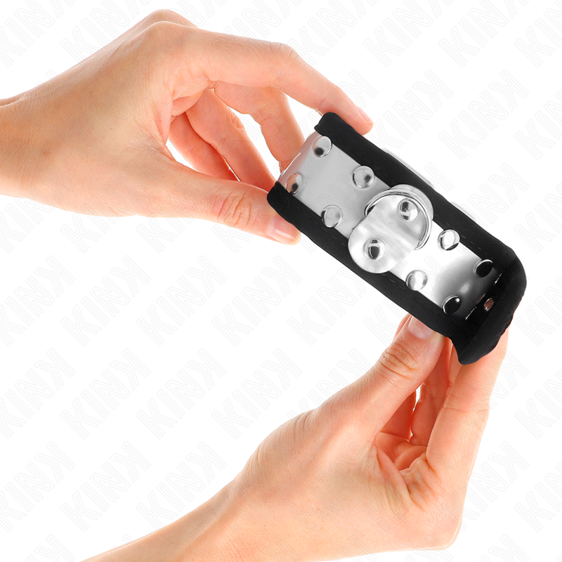 KINK - CIENKIE KARABINEK NA NADGARSTKI CZARNO-SREBRNY 30 X 4 CM