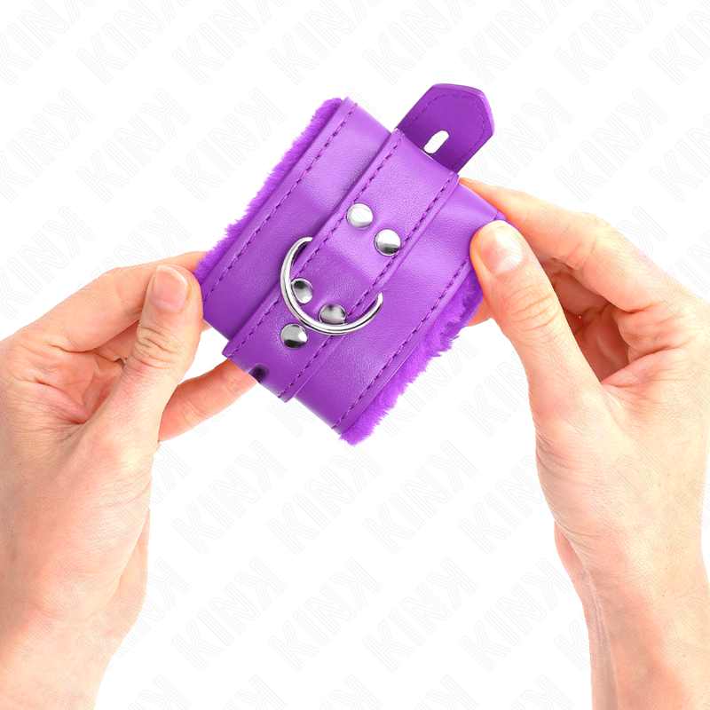 KINK - OWIJKI NA NADGARSTKI Z FURTY Z KWADRATOWYMI OTWORAMI I FIOLETOWYM PASKIEM REGULOWANYM 17-29 CM X 6 CM