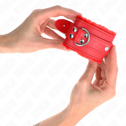 KINK - CZERWONE OPASKI NA NADGARSTKI Z CZERWONYM PASKIEM REGULOWANE 17-29 CM X 6 CM