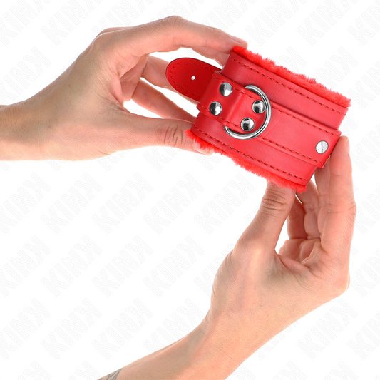 KINK - CZERWONE OPASKI NA NADGARSTKI Z CZERWONYM PASKIEM REGULOWANE 17-29 CM X 6 CM