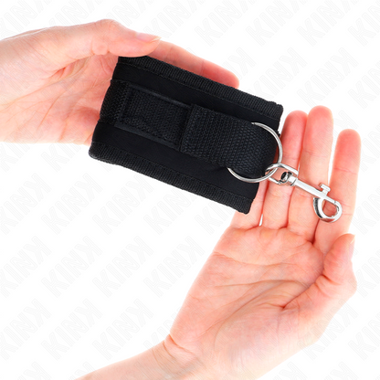 KINK - NYLONOWE KARBOWANE KLAMRY NA NADGARSTKI, CZARNE, MODEL 2, REGULOWANE, 18-35 CM X 6 CM