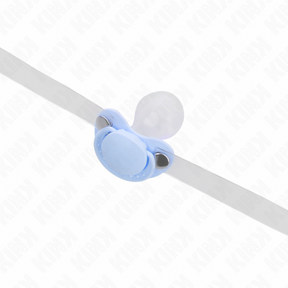 KINK - Jasnoniebieski knebel w kształcie smoczka 5,5 x 4 cm regulowany 43-60 cm