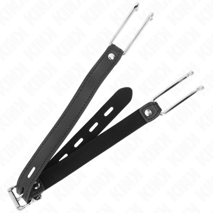 KINK - METALOWY HAK KNEBEL 11,5 CM Z PASKIEM ZE SKÓRY REGULOWANY 39-58 CM X 2 CM