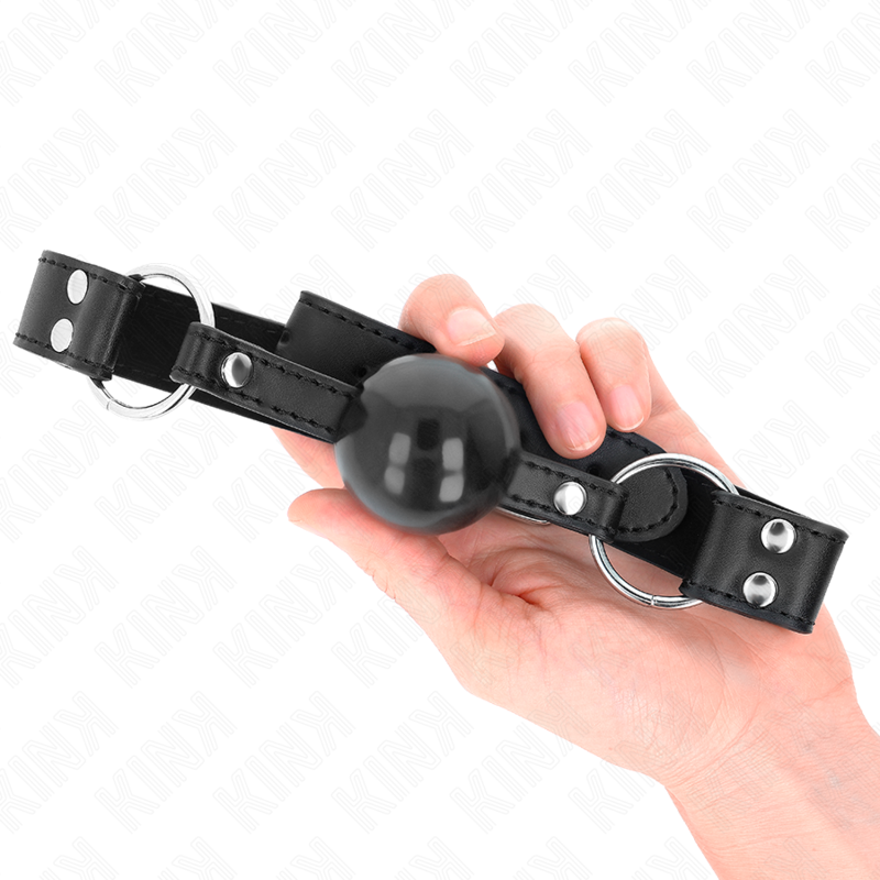 KINK - MIĘKKA I SOLIDNA PIŁKA KNEBEL 4 CM Z PASKIEM ZE SKÓRY 62 x 2,5 CM REGULOWANA 42-58 CM