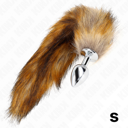 KINK - ZATYCZKA ANALNA ROZMIAR S 7 X 3 CM Z OGONEM SYNTETYCZNYM 40 CM BRĄZOWA