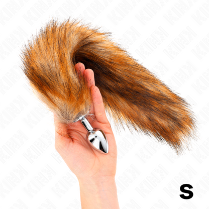 KINK - ZATYCZKA ANALNA ROZMIAR S 7 X 3 CM Z OGONEM SYNTETYCZNYM 40 CM BRĄZOWA