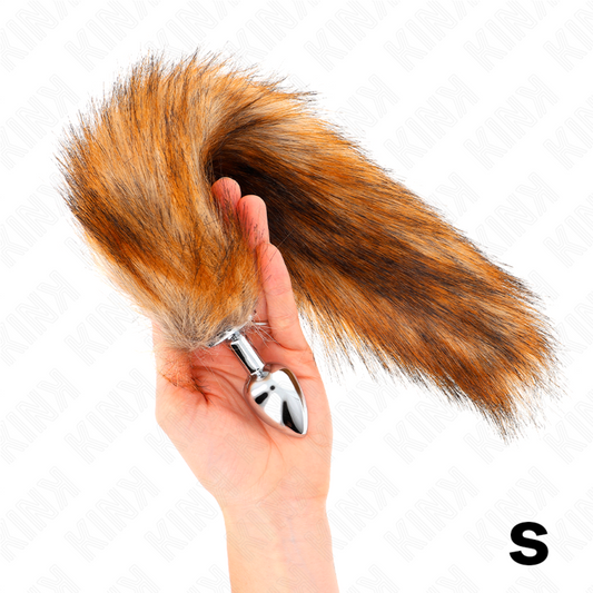 KINK - ZATYCZKA ANALNA ROZMIAR S 7 X 3 CM Z OGONEM SYNTETYCZNYM 40 CM BRĄZOWA