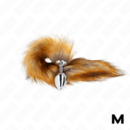 KINK - ZATYCZKA ANALNA ROZMIAR M 8 X 3,5 CM Z OGONEM SYNTETYCZNYM 40 CM BRĄZOWY