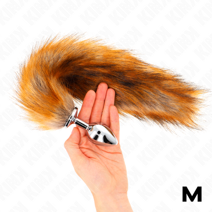 KINK - ZATYCZKA ANALNA ROZMIAR M 8 X 3,5 CM Z OGONEM SYNTETYCZNYM 40 CM BRĄZOWY