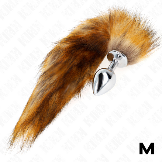 KINK - ZATYCZKA ANALNA ROZMIAR M 8 X 3,5 CM Z OGONEM SYNTETYCZNYM 40 CM BRĄZOWY